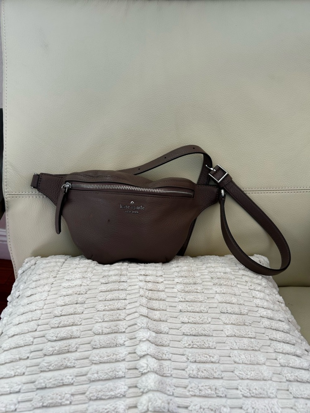 kate spade dark brown pebbled leather belt bag